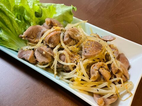 【居酒屋風おつまみ】砂肝ともやしのガーリック醤油